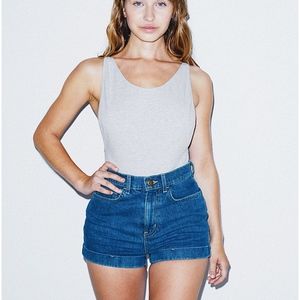 American Apparel Denim High-Waist Cuff Short